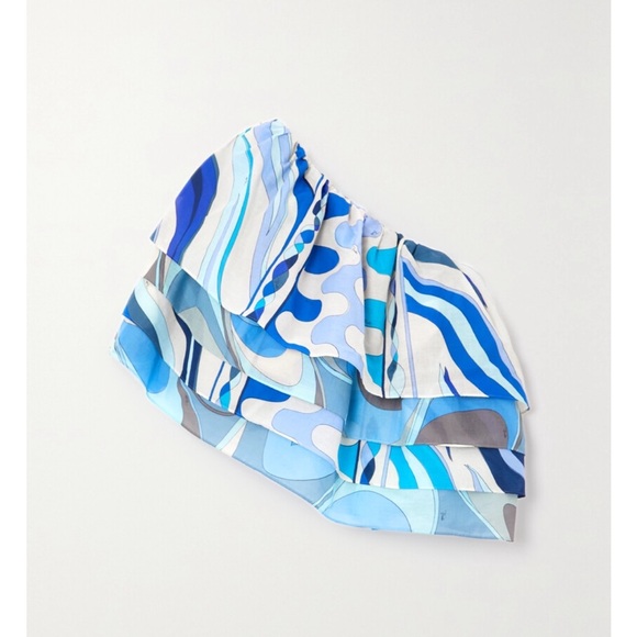 Pucci one shoulder printed cotton voile top - Picture 3 of 4